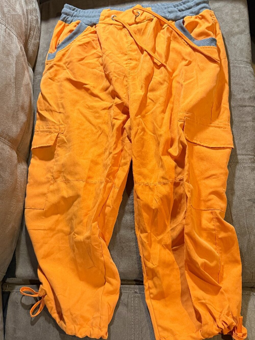 Womens Orange Cargo Capri pants Size XL